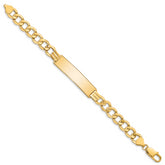 14k Polished Semi-Solid Chain/Solid Plate 9mm Curb Link 37.5x9mm Plate 8 inch ID Bracelet